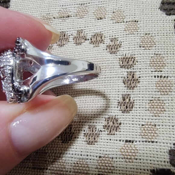 Unique Skull and Crossbones Black n White Diamond White Gold Ring size 7 - Picture 5 of 10